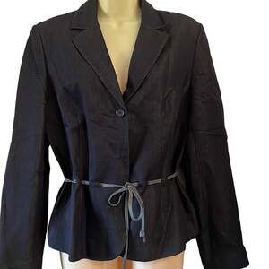 Lena Gabrielle Dark Denim Lined Blazer Jacket Woman Size 12 Office Work